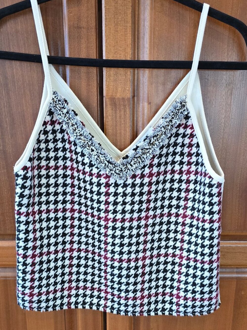 ZARA  small knit front velvet back tank top spagetti straps
